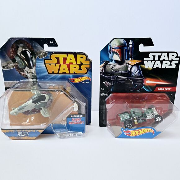 HOT WHEELS Star Wars Character Cars Boba Fett and Slave 1 I Die-cast Lot of 2 - Picture 1 of 15